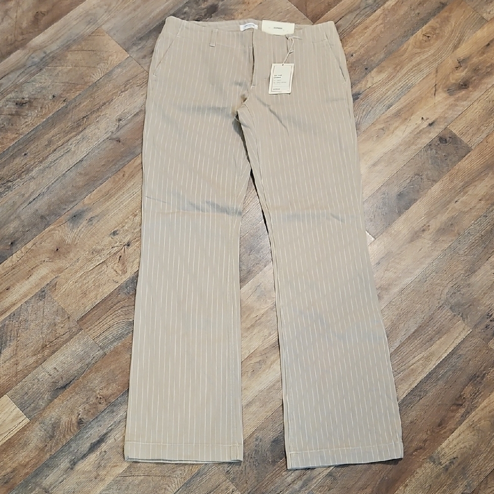 👖Express Beige Pin Stripe Chino Pants